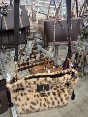 Juicy Couture Leopard Faux Fur Crossbody Bag - Brown